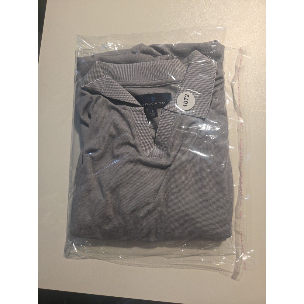 Toscano Grey‎ Collared Polo, Men's Large Shirt, Short Sleeve, Casual, Golf - Picture 7 of 7